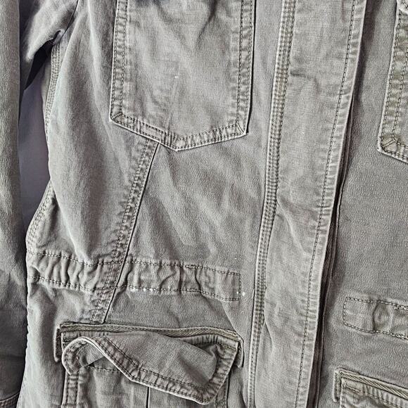 Lucky Brand Utility Jacket Military Green Zip Pockets Womens Small Cinch Waist - Picture 6 of 15